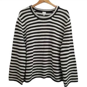 Target Black & White Striped Crewneck Sweater 100% Cotton
